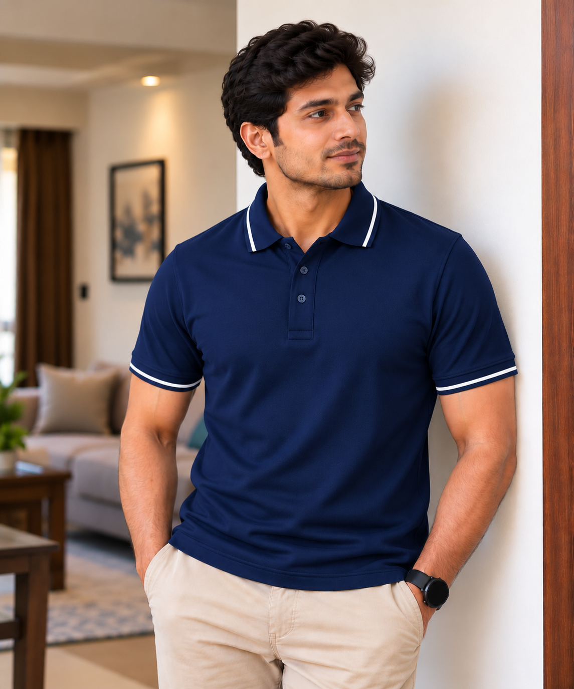 Navy Blue_Classic Polo_Model_Tipping